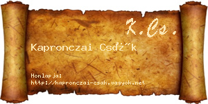 Kapronczai Csák névjegykártya